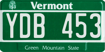 VT license plate YDB453
