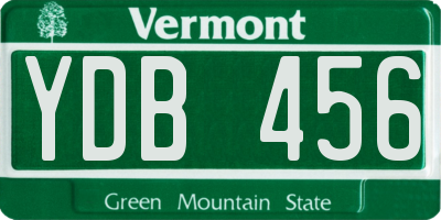 VT license plate YDB456
