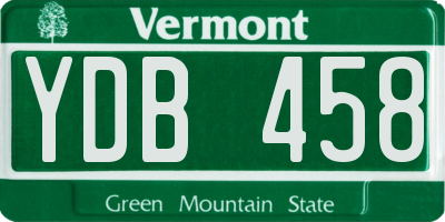 VT license plate YDB458