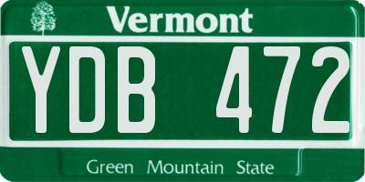 VT license plate YDB472