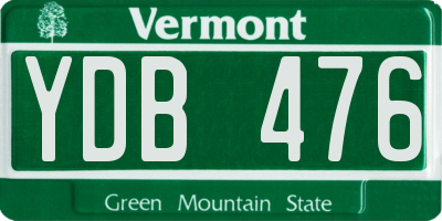VT license plate YDB476