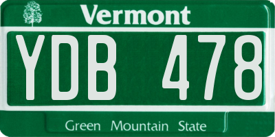 VT license plate YDB478