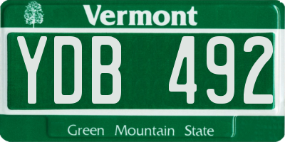 VT license plate YDB492