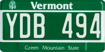 VT license plate YDB494