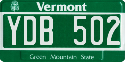 VT license plate YDB502