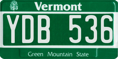 VT license plate YDB536