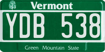VT license plate YDB538