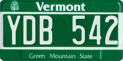 VT license plate YDB542