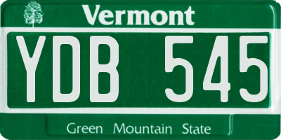 VT license plate YDB545
