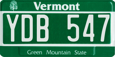 VT license plate YDB547