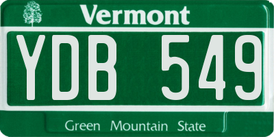 VT license plate YDB549