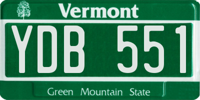 VT license plate YDB551