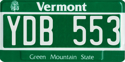 VT license plate YDB553