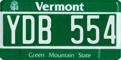 VT license plate YDB554