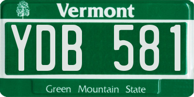 VT license plate YDB581