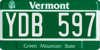 VT license plate YDB597