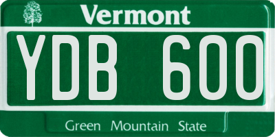 VT license plate YDB600
