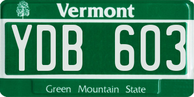 VT license plate YDB603
