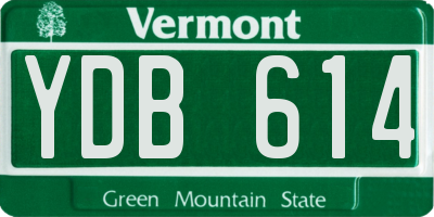 VT license plate YDB614