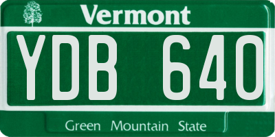 VT license plate YDB640