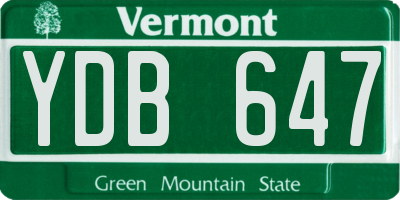 VT license plate YDB647