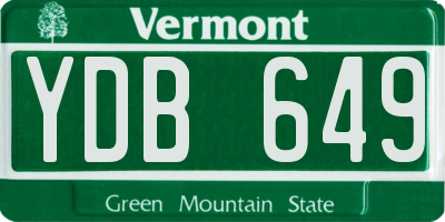 VT license plate YDB649
