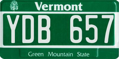 VT license plate YDB657