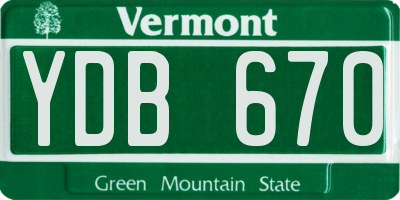 VT license plate YDB670