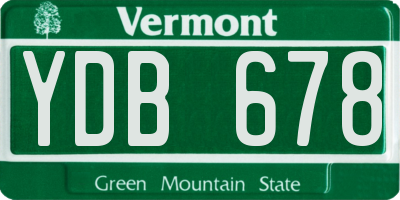 VT license plate YDB678