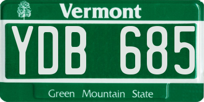 VT license plate YDB685