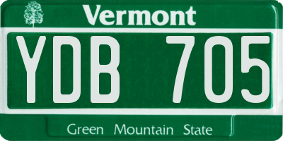 VT license plate YDB705