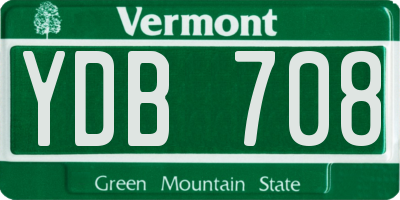 VT license plate YDB708