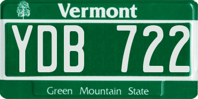 VT license plate YDB722
