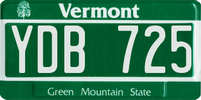 VT license plate YDB725