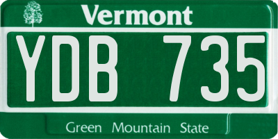 VT license plate YDB735