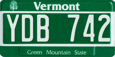 VT license plate YDB742
