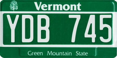 VT license plate YDB745