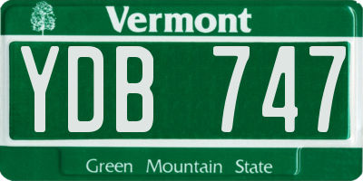 VT license plate YDB747