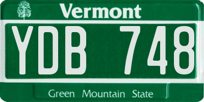 VT license plate YDB748