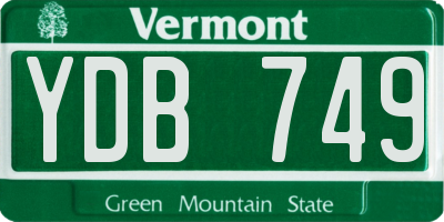 VT license plate YDB749