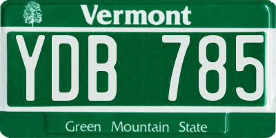 VT license plate YDB785