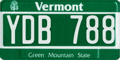 VT license plate YDB788