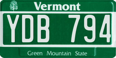 VT license plate YDB794