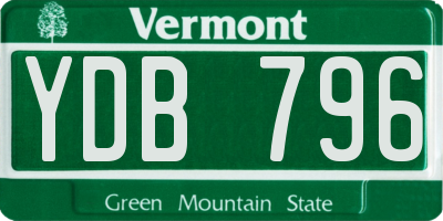 VT license plate YDB796