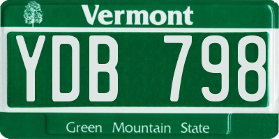 VT license plate YDB798