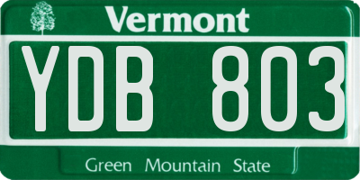 VT license plate YDB803