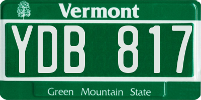 VT license plate YDB817