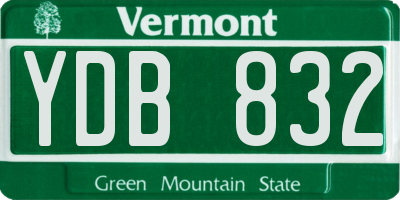 VT license plate YDB832