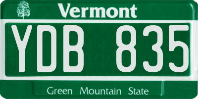 VT license plate YDB835