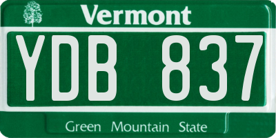 VT license plate YDB837